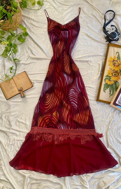 The “ Ophelia “ dress in burgundy