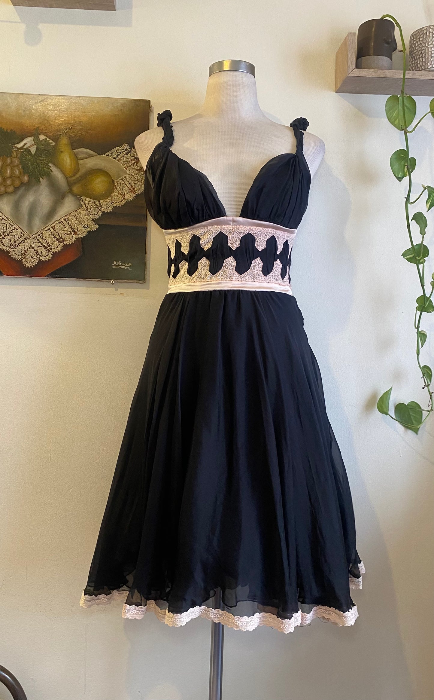 Silk brand new haute couture black mini dress