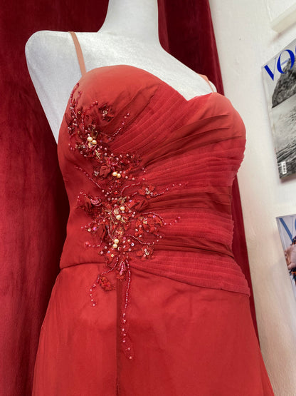 100% silk rose petal sequin dress