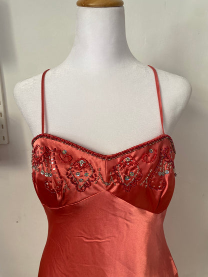 Brand new satin dress with sequin details