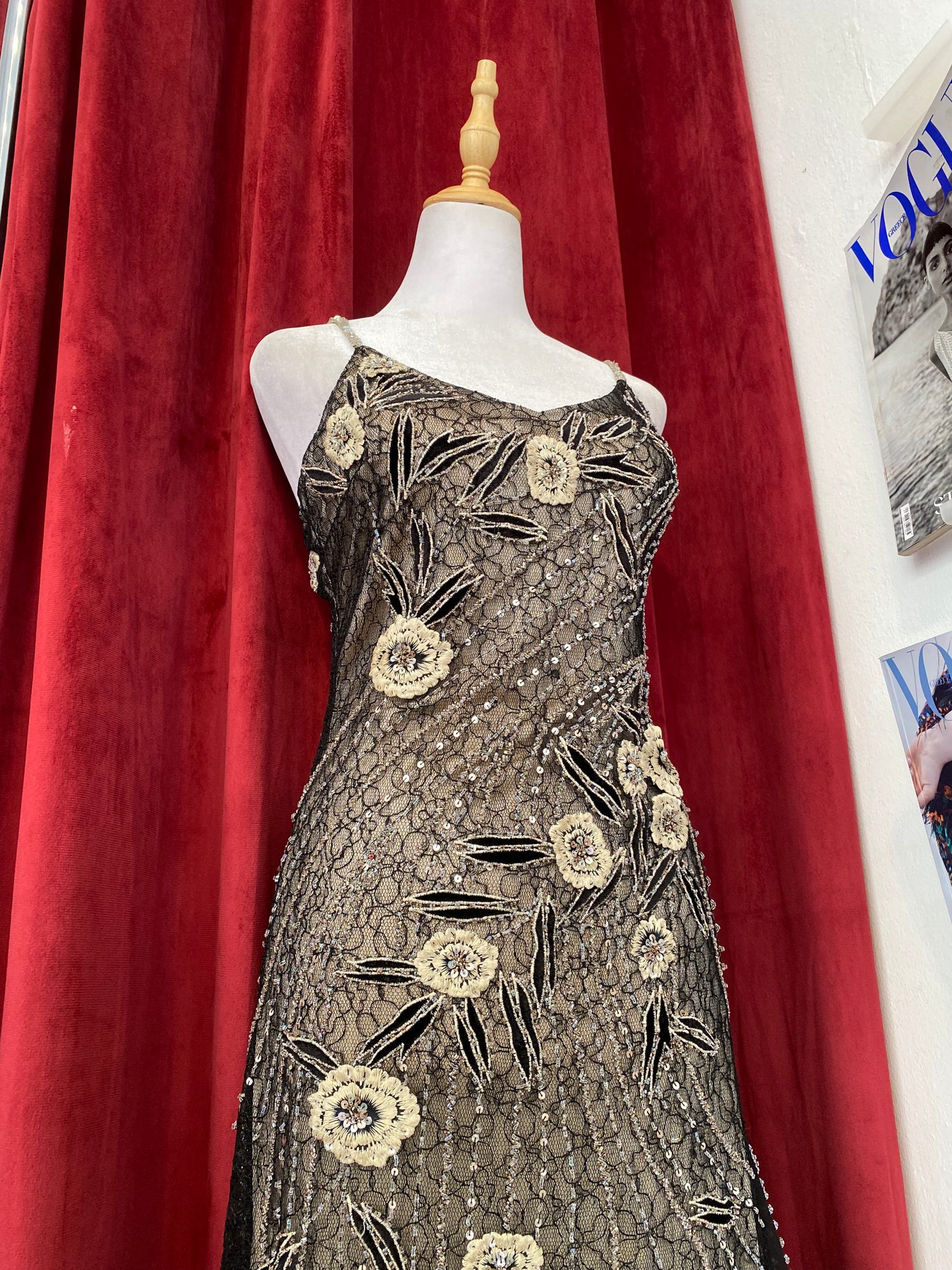 Lace brand new handcrafted gown with floral embellishments 🤍