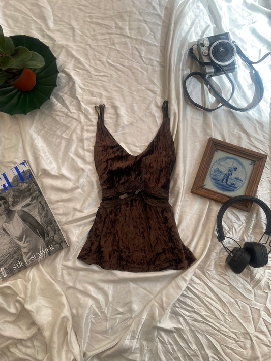 Brand new brown velvet top with bow