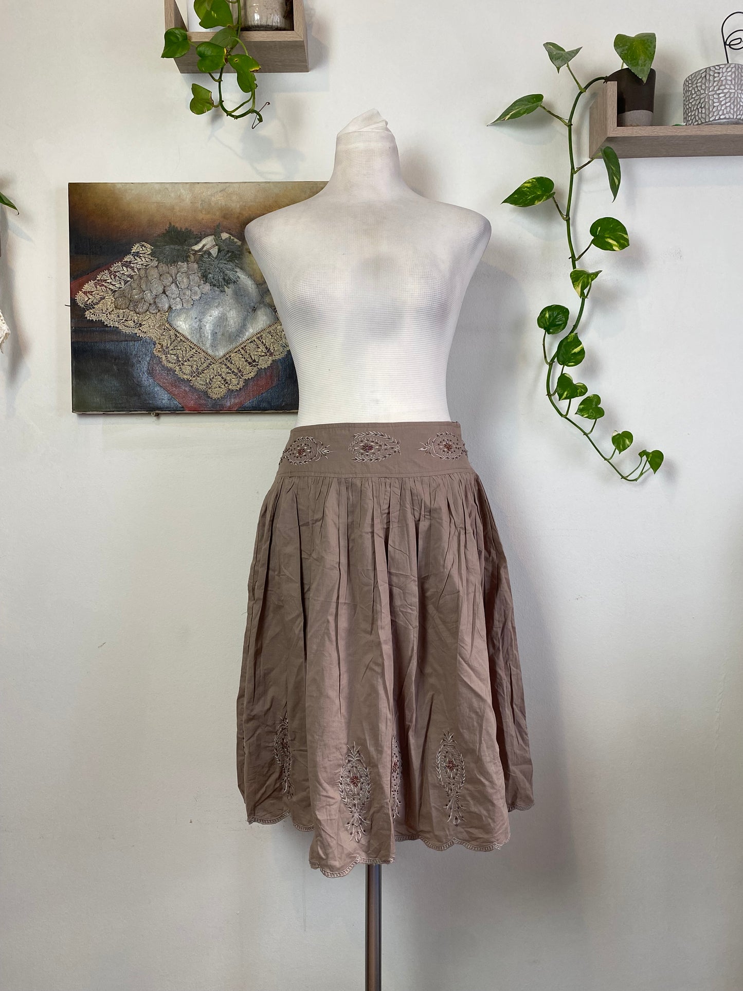 Brand new light brown beaded summer skirt