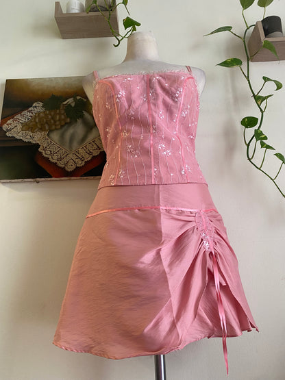Y2K light pink organza set