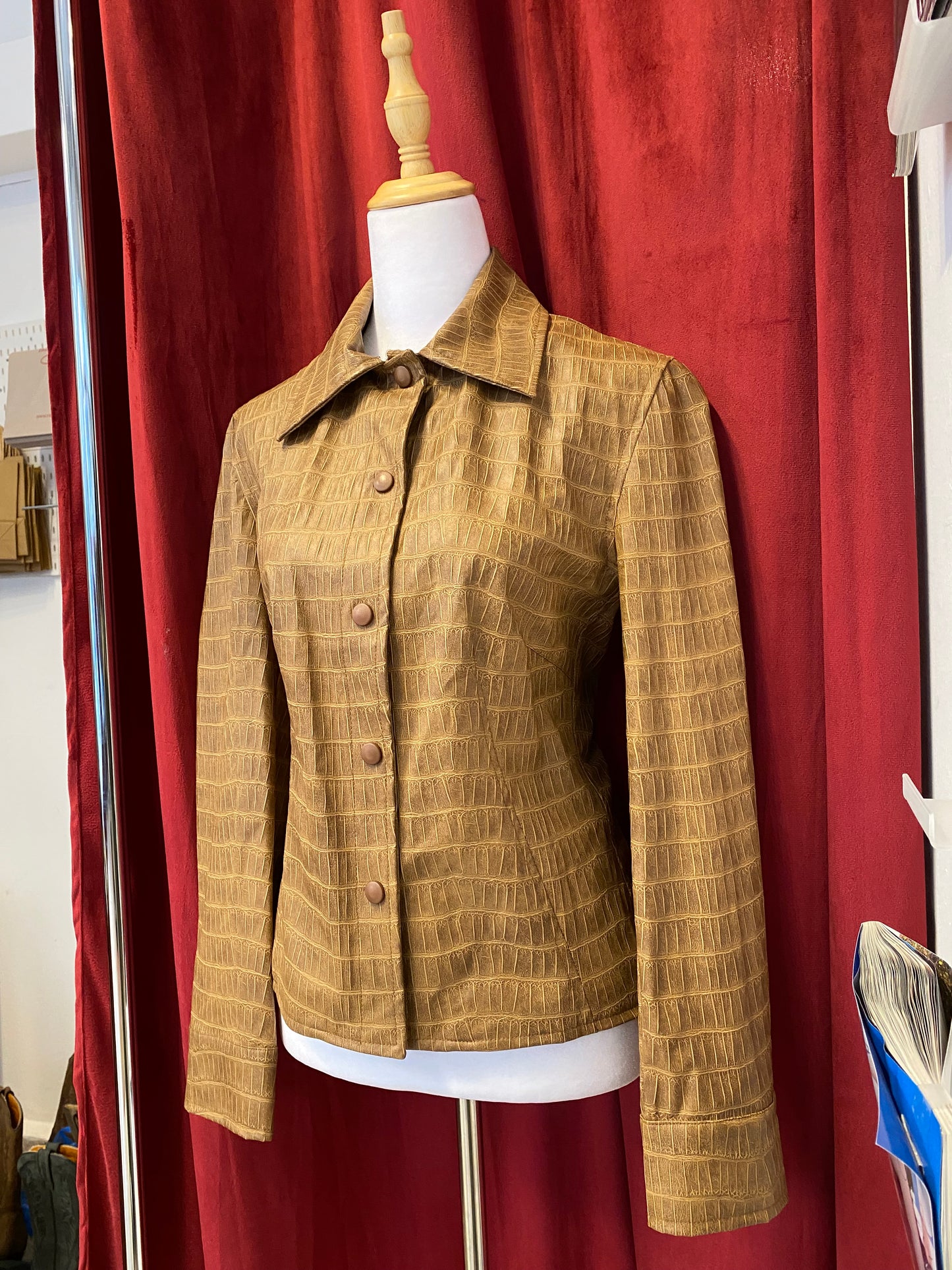 Vegan leather snake print brown  jacket