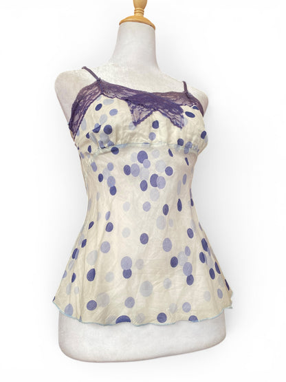 White polka dot top