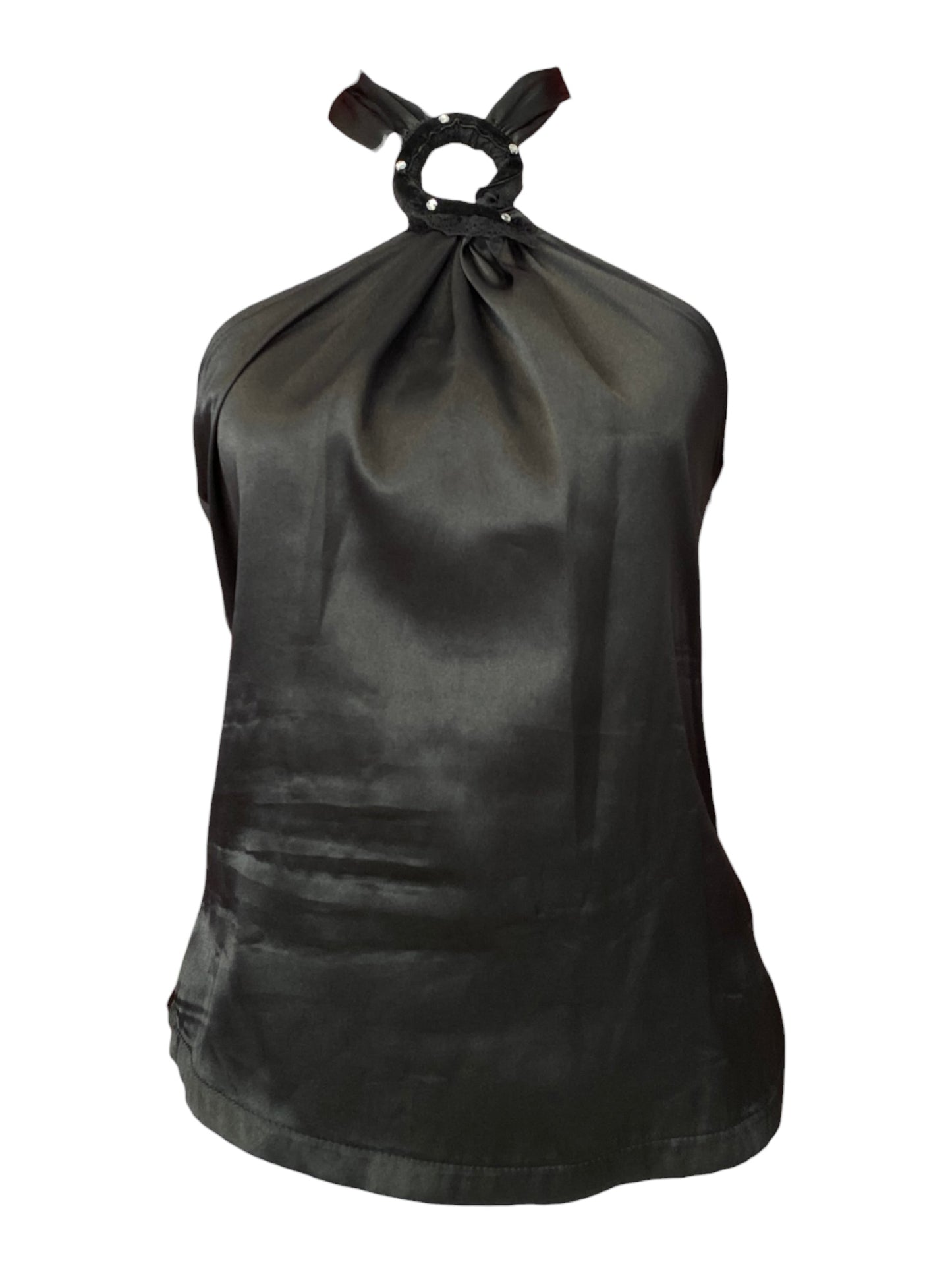 Satin summer halter top with rhinestones🕷️
