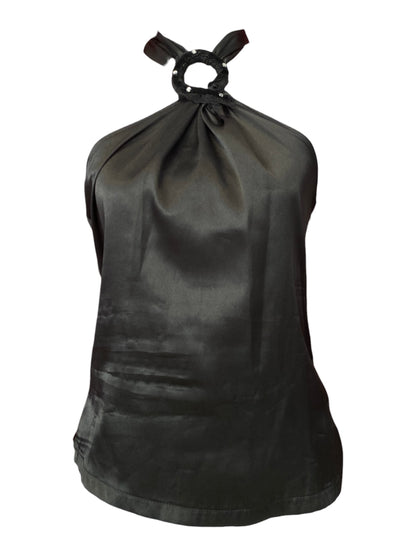 Satin summer halter top with rhinestones🕷️