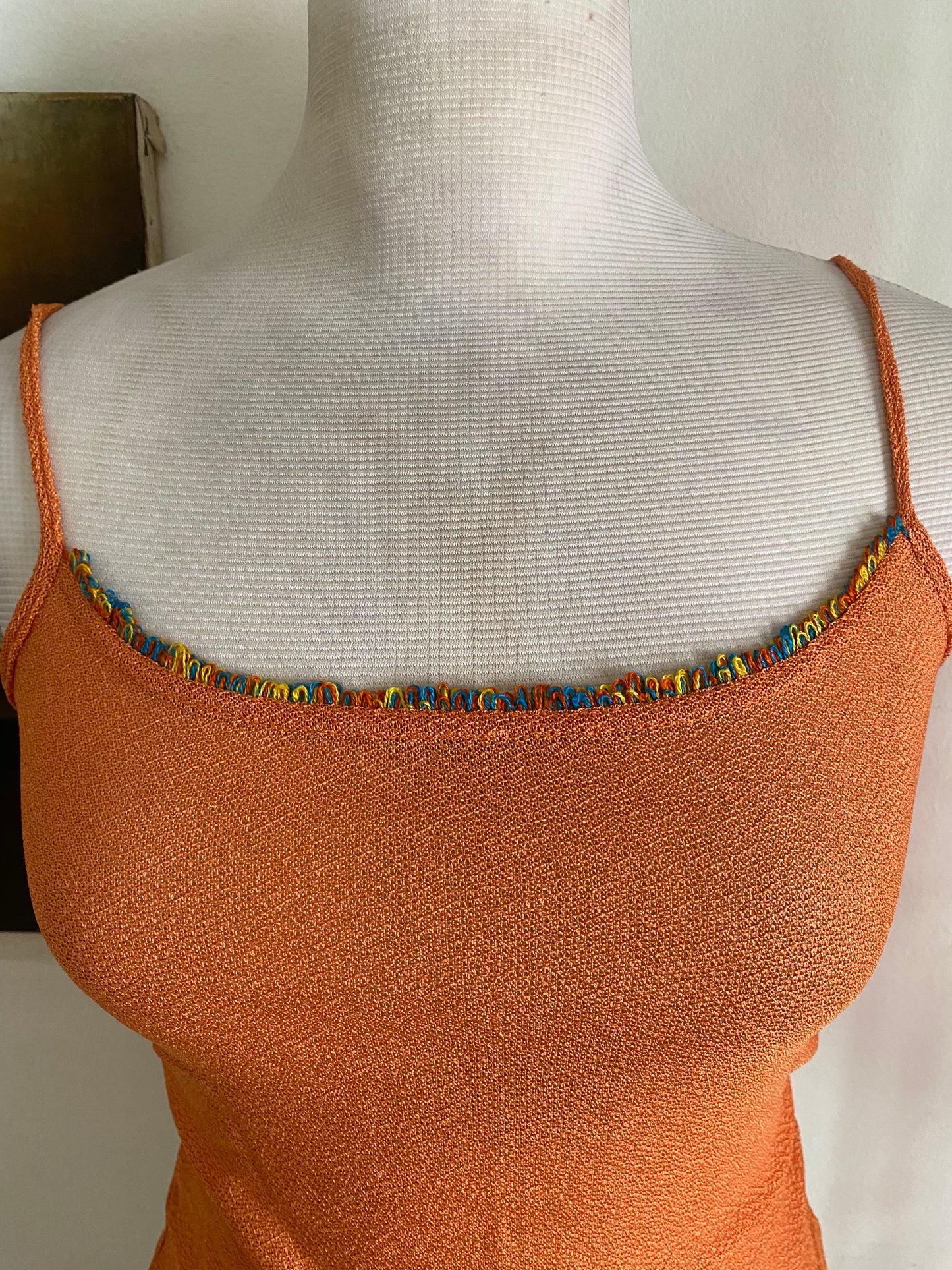 Brand new orange crochet like top