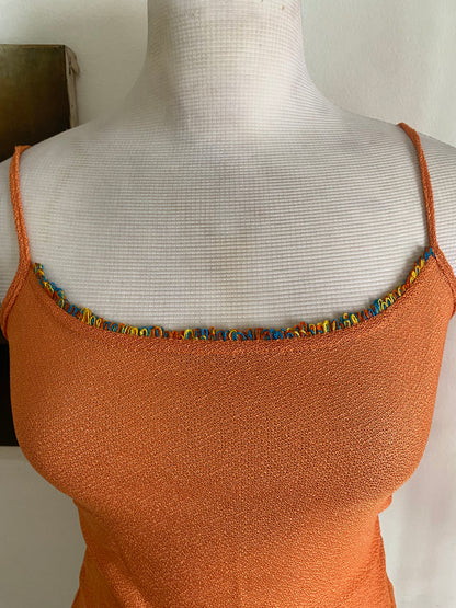 Brand new orange crochet like top