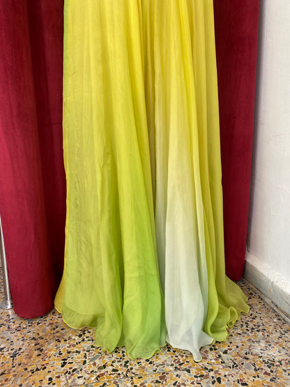 100% silk hand painted floor length gown