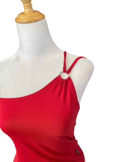 Hot red one shoulder crop top