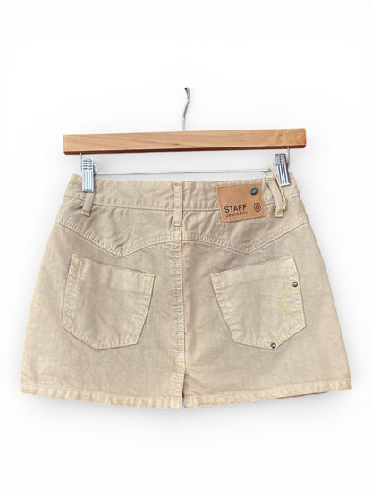 Beige cargo mini skirt