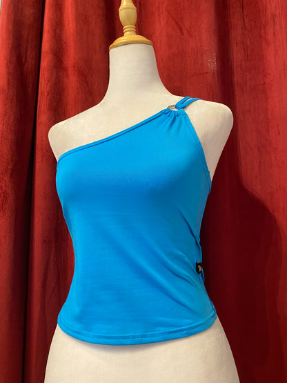 One shoulder deep blue summer top 🦋