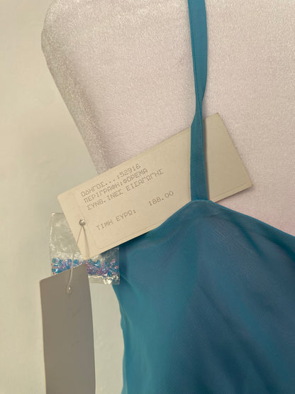 100% silk brand new baby blue dress with sequin details