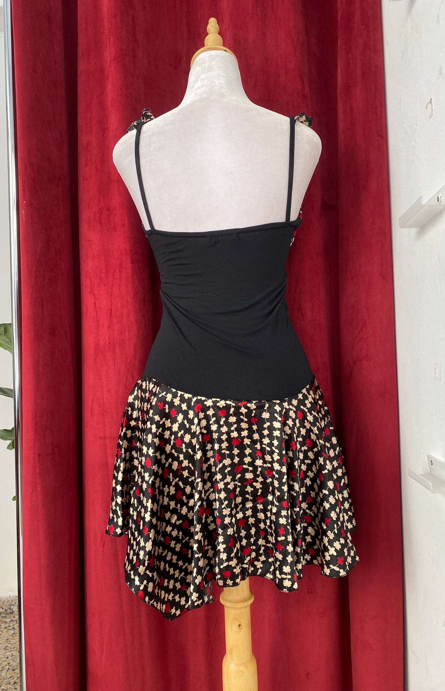 Black floral dress.