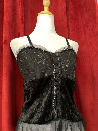 Black y2k velvet sequin top ♟️