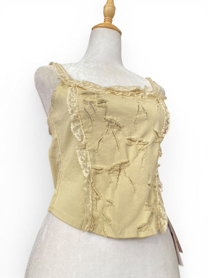 Open back beige corset