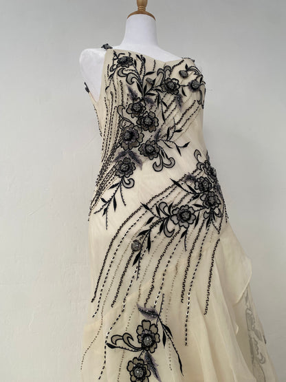 100% silk brand new white dress with handbeaded details