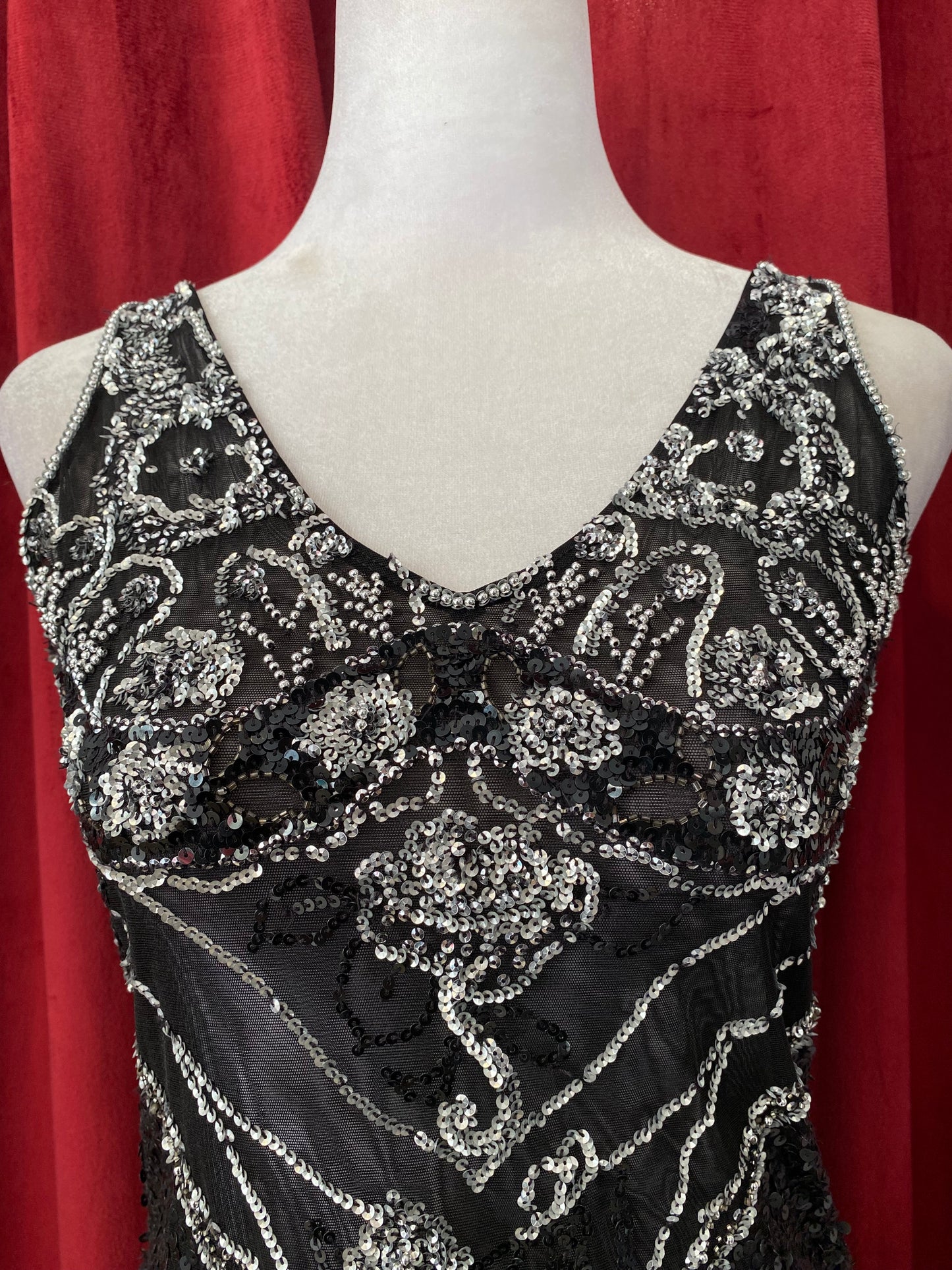 Handbeaded black mesh top 🧚