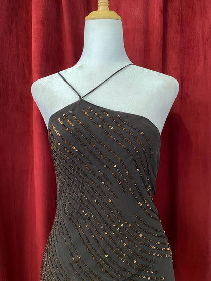 Silk dark brown sequin summer top ☕️