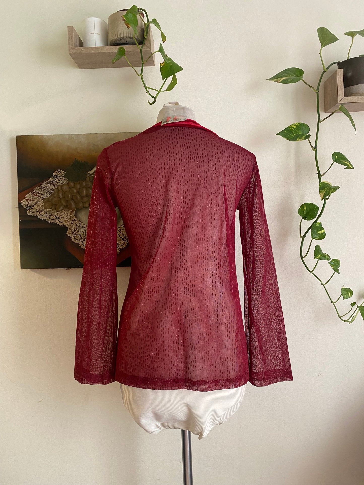 Brand new wine red blouse with velvet details 🍷