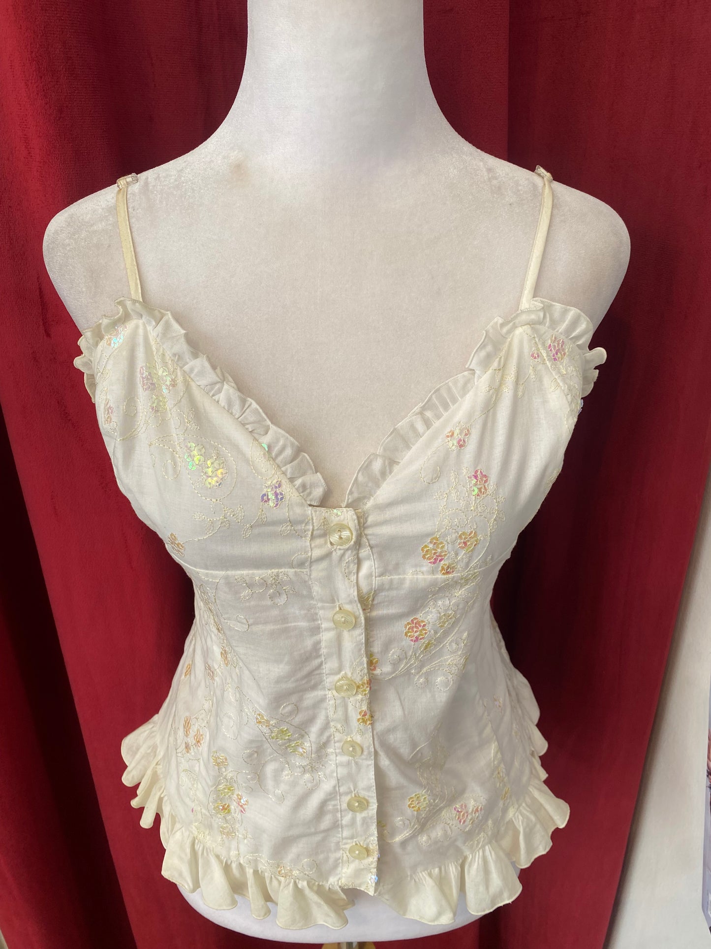 Linen sequin white top 🤍