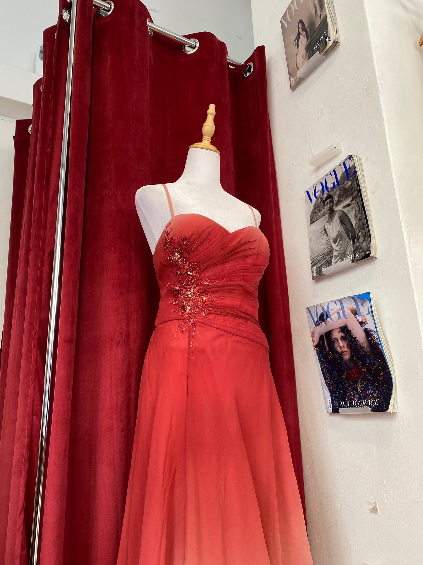 100% silk rose petal sequin dress