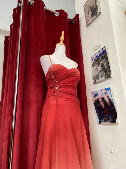 100% silk rose petal sequin dress