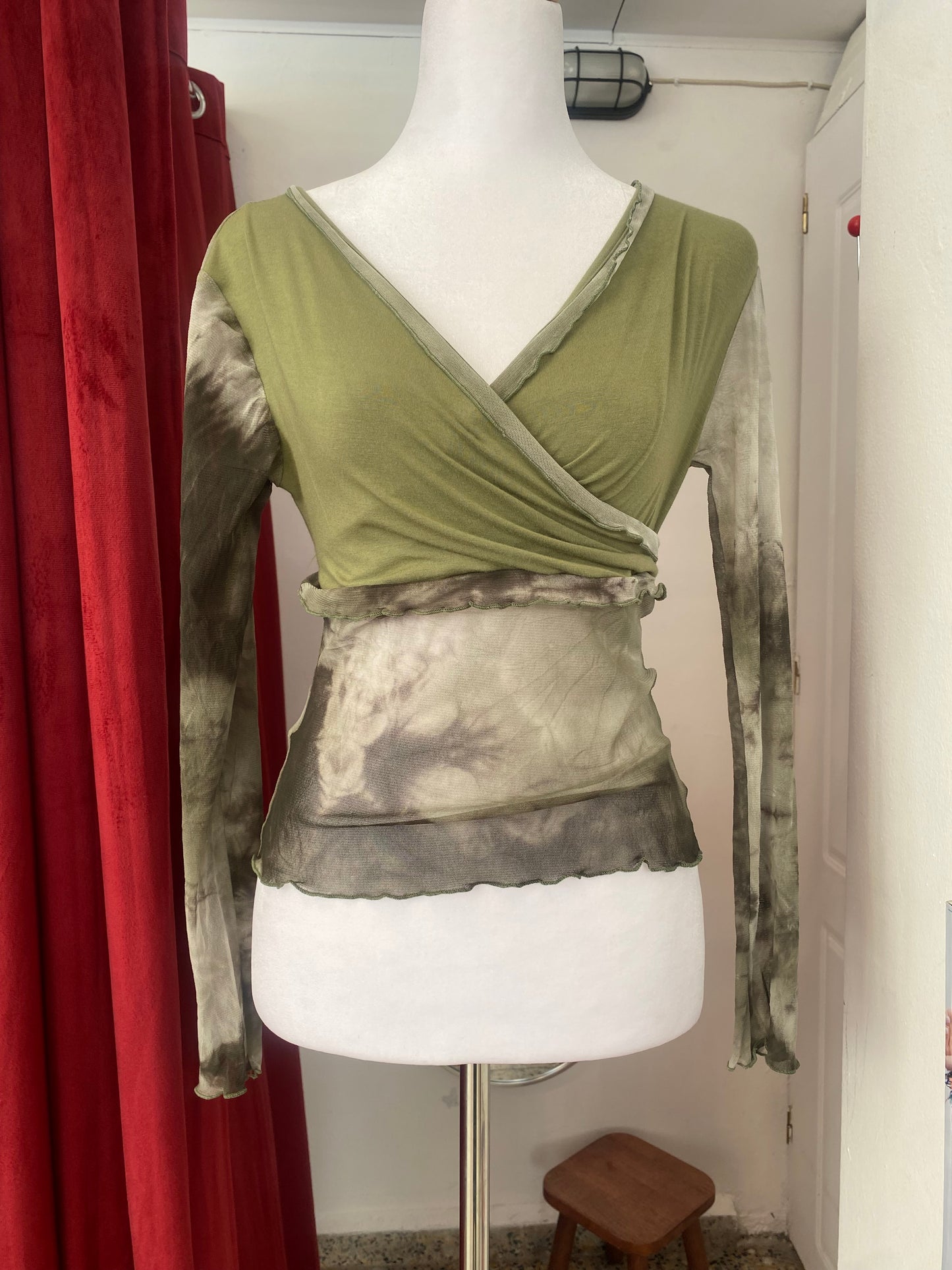 Brand new green top with sheer back