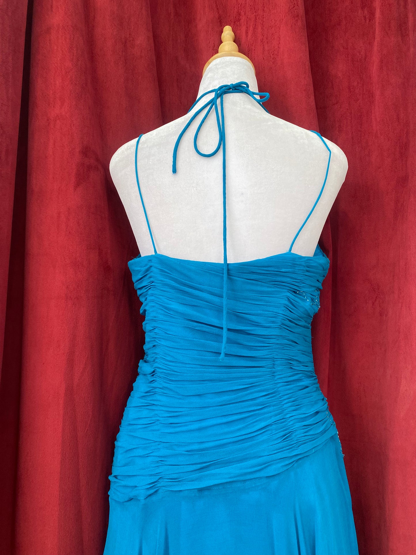 Azure blue chiffon gown
