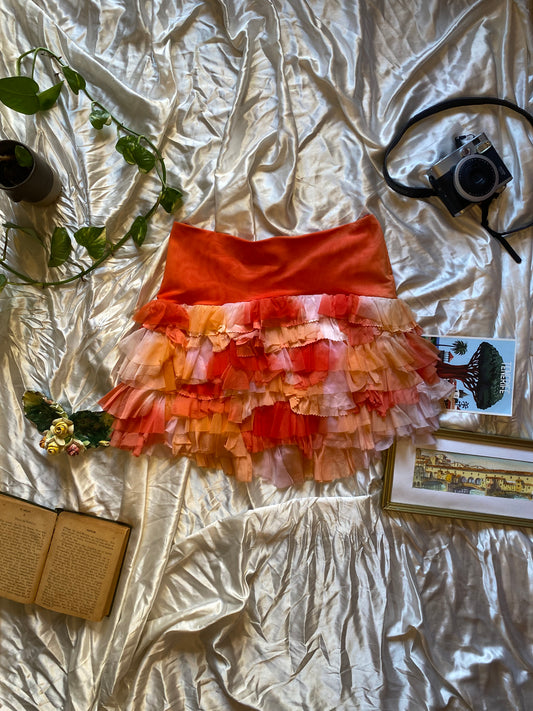 100% silk brand new haute couture sunset mini skirt