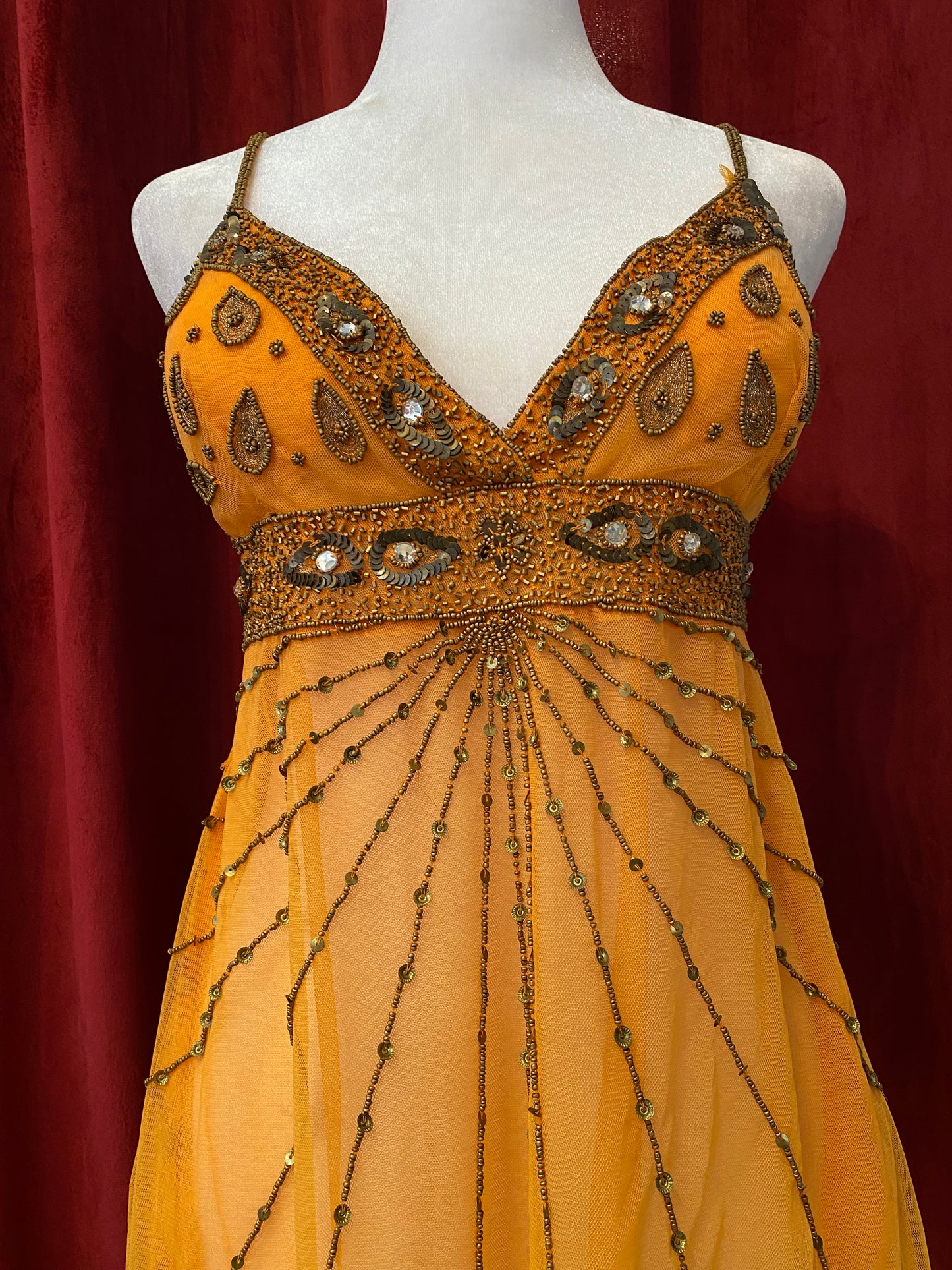 100% silk brand new orange handbeaded summer top 🧡