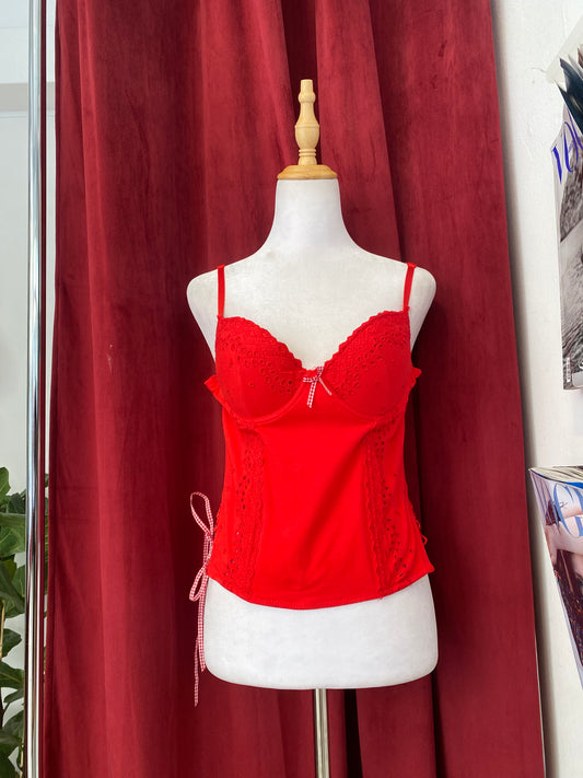 Red lace up corset 💋
