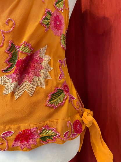 100% silk brand new orange handbeaded top 🧡
