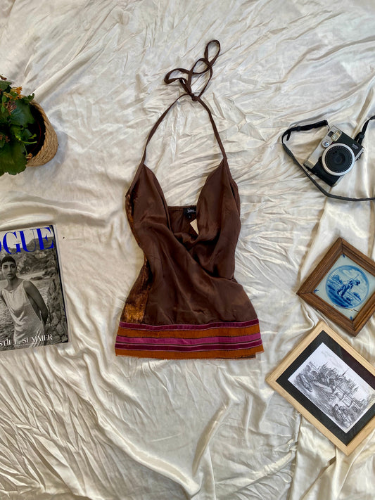 Brand new hot chocolate satin top