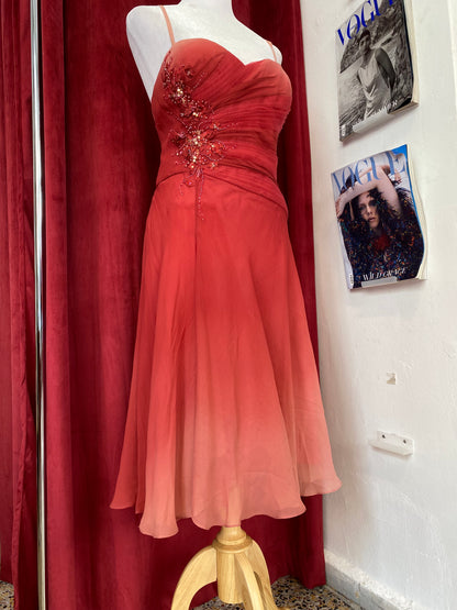 100% silk rose petal sequin dress