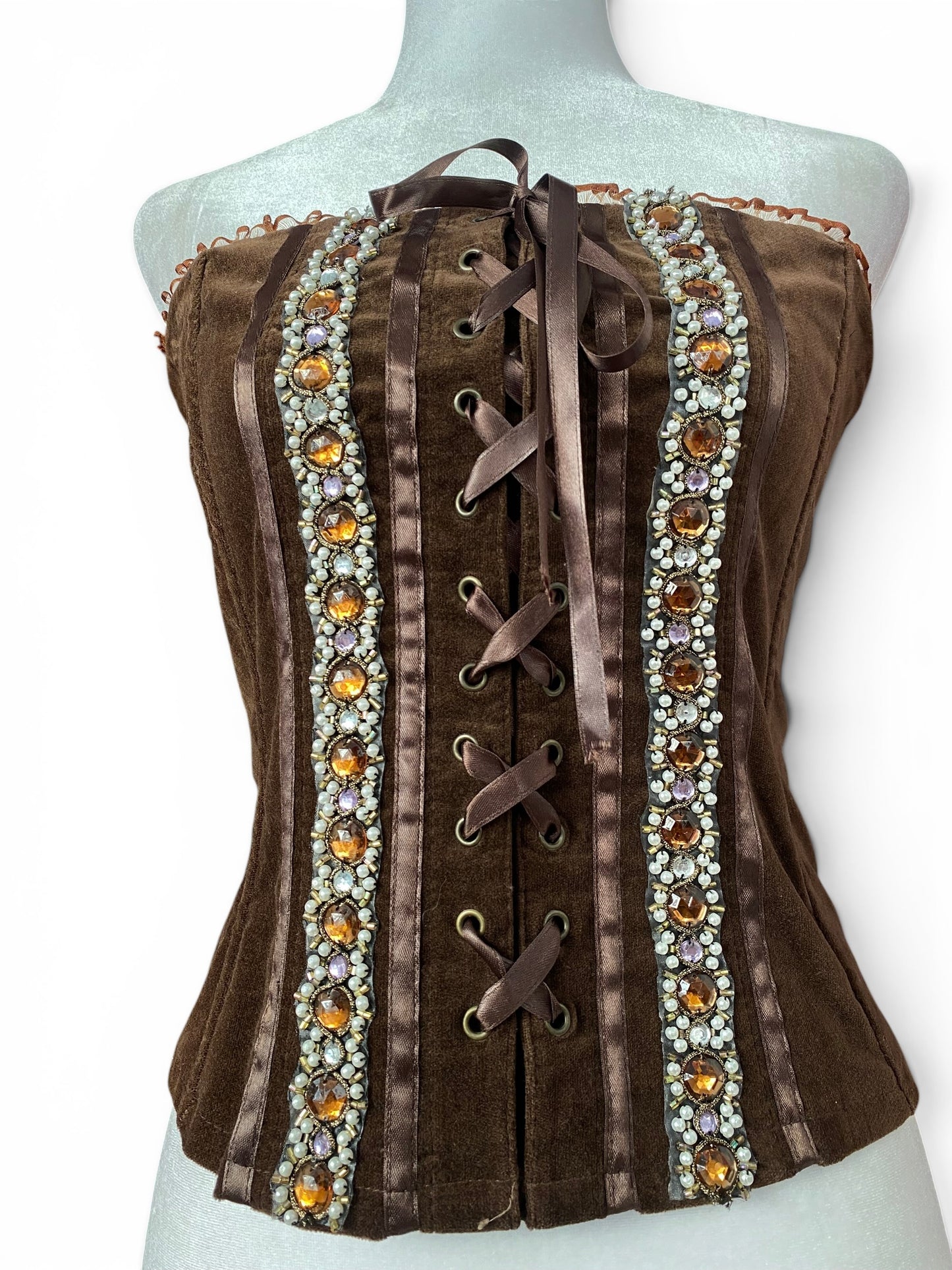 Brown velvet sequin corset 🤎