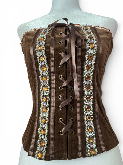 Brown velvet sequin corset 🤎