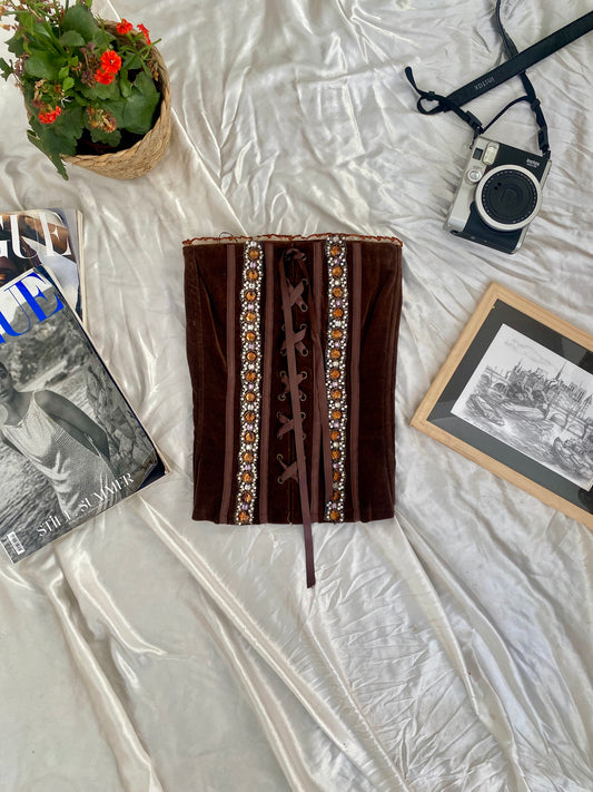 Brown velvet sequin corset 🤎