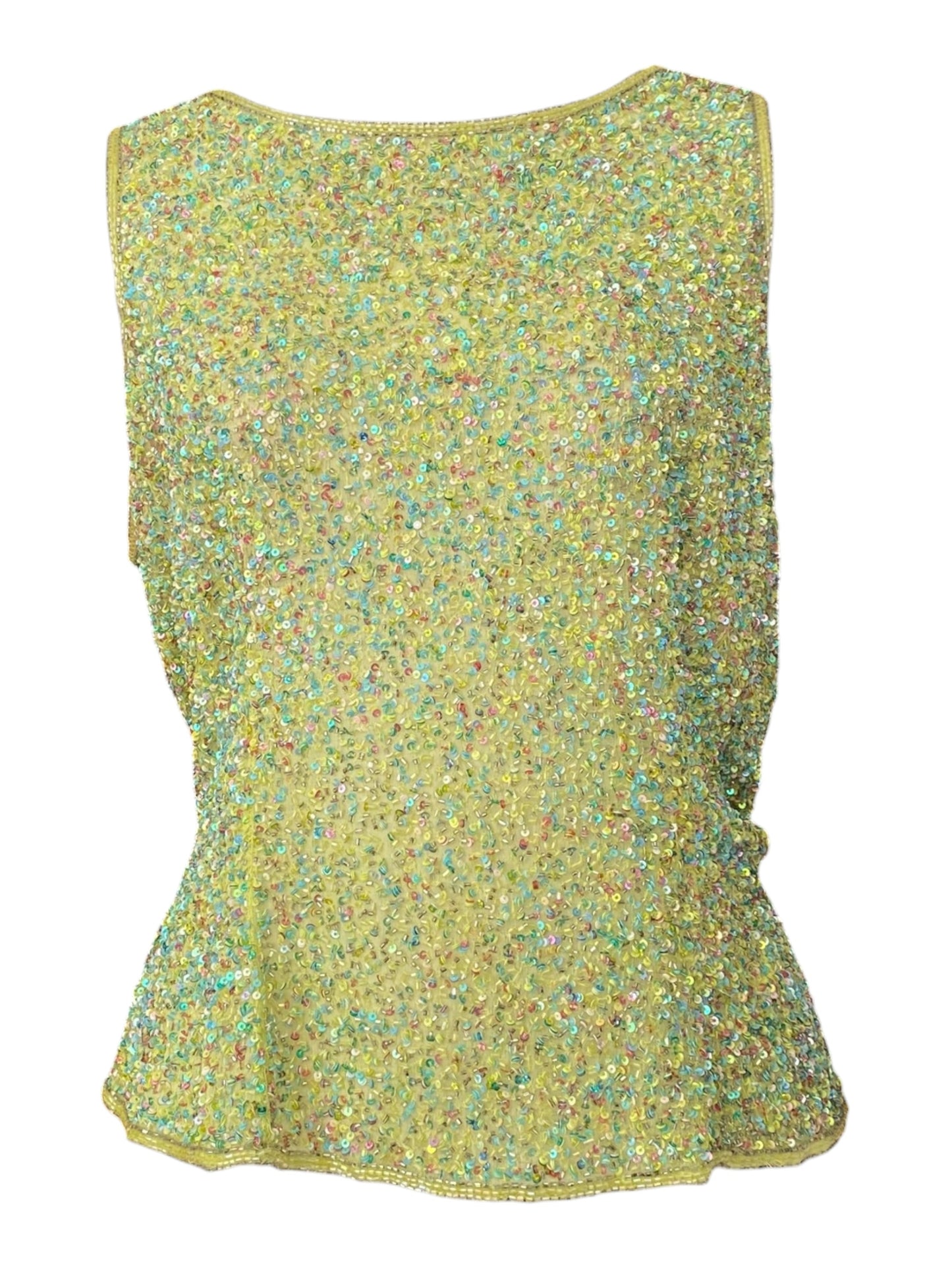 100% silk handbeaded green top 🧚