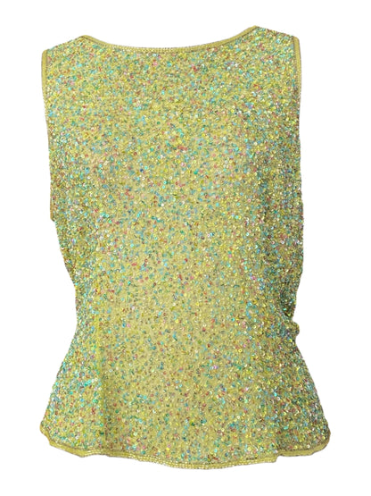 100% silk handbeaded green top 🧚