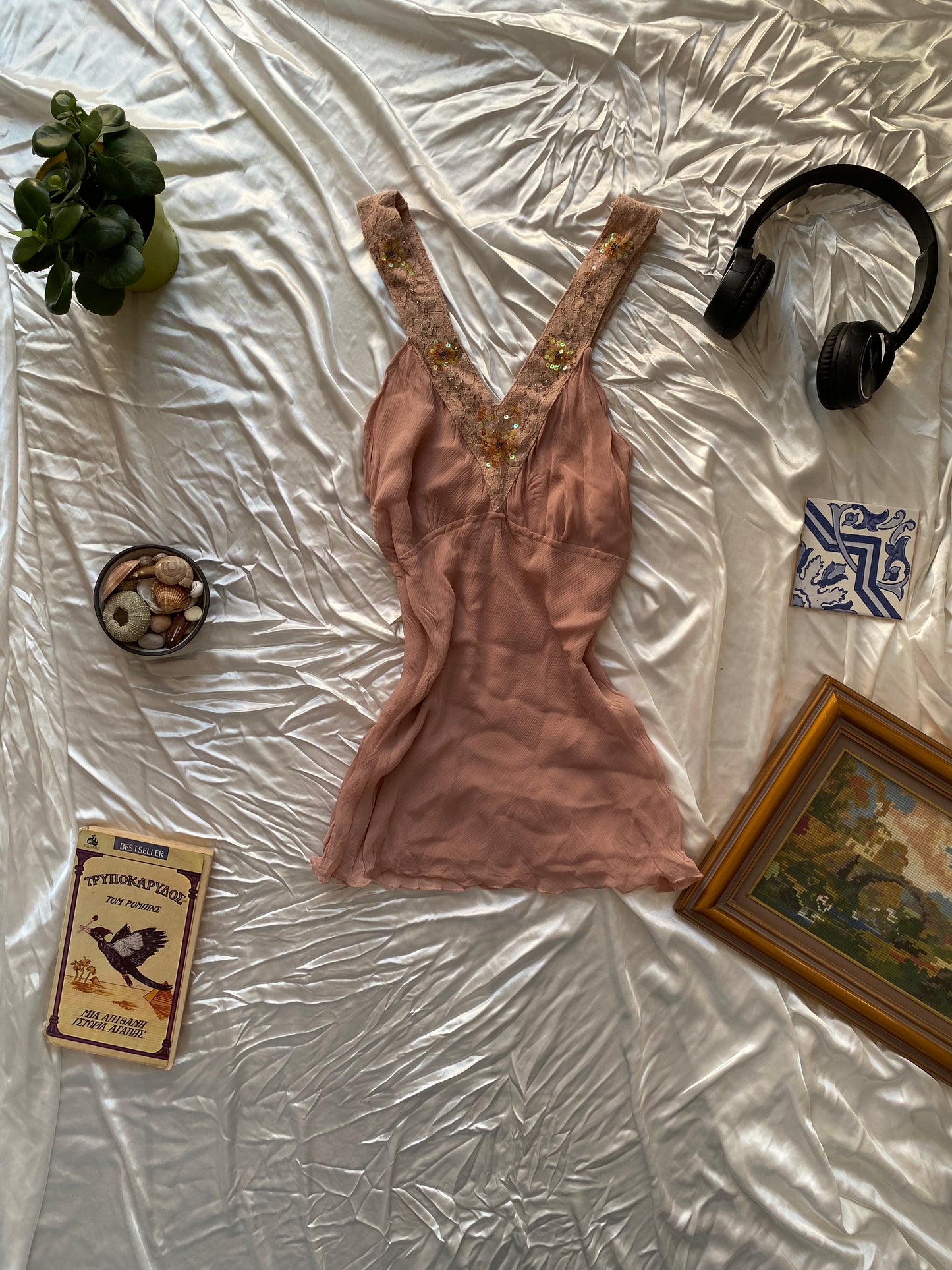 Light pink summer sequin top