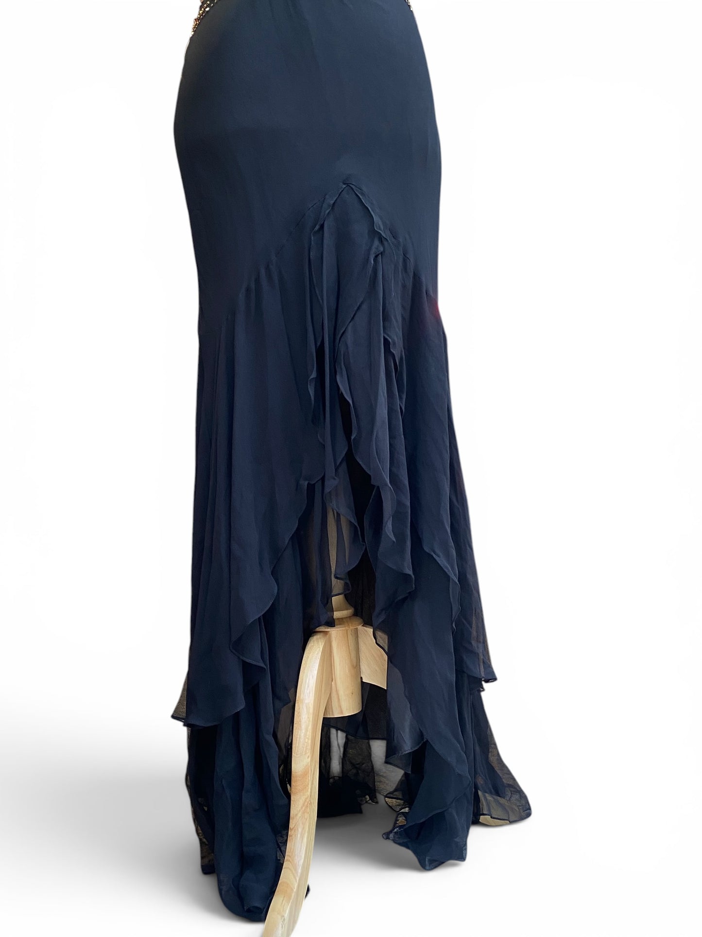 100% silk black handbeaded gown