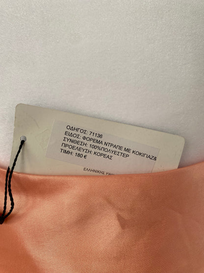 Brand new light orange satin ruffled dress