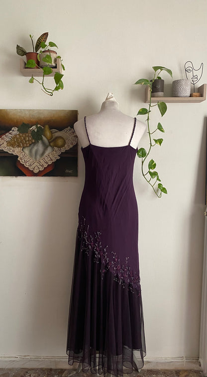 Dark purple embroidered dress