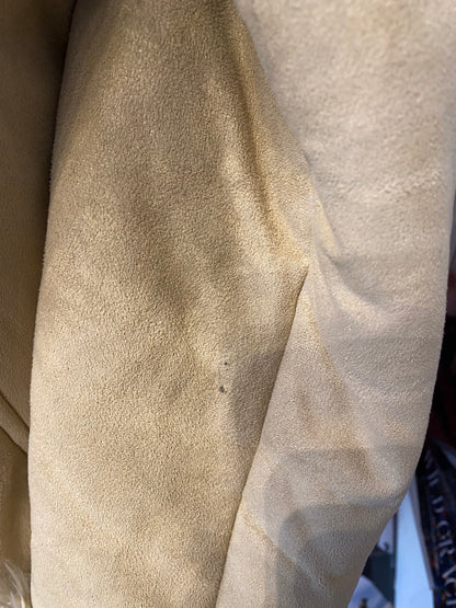 Long beige afghan coat with vegan fur