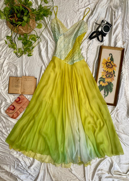 100% silk hand painted floor length gown