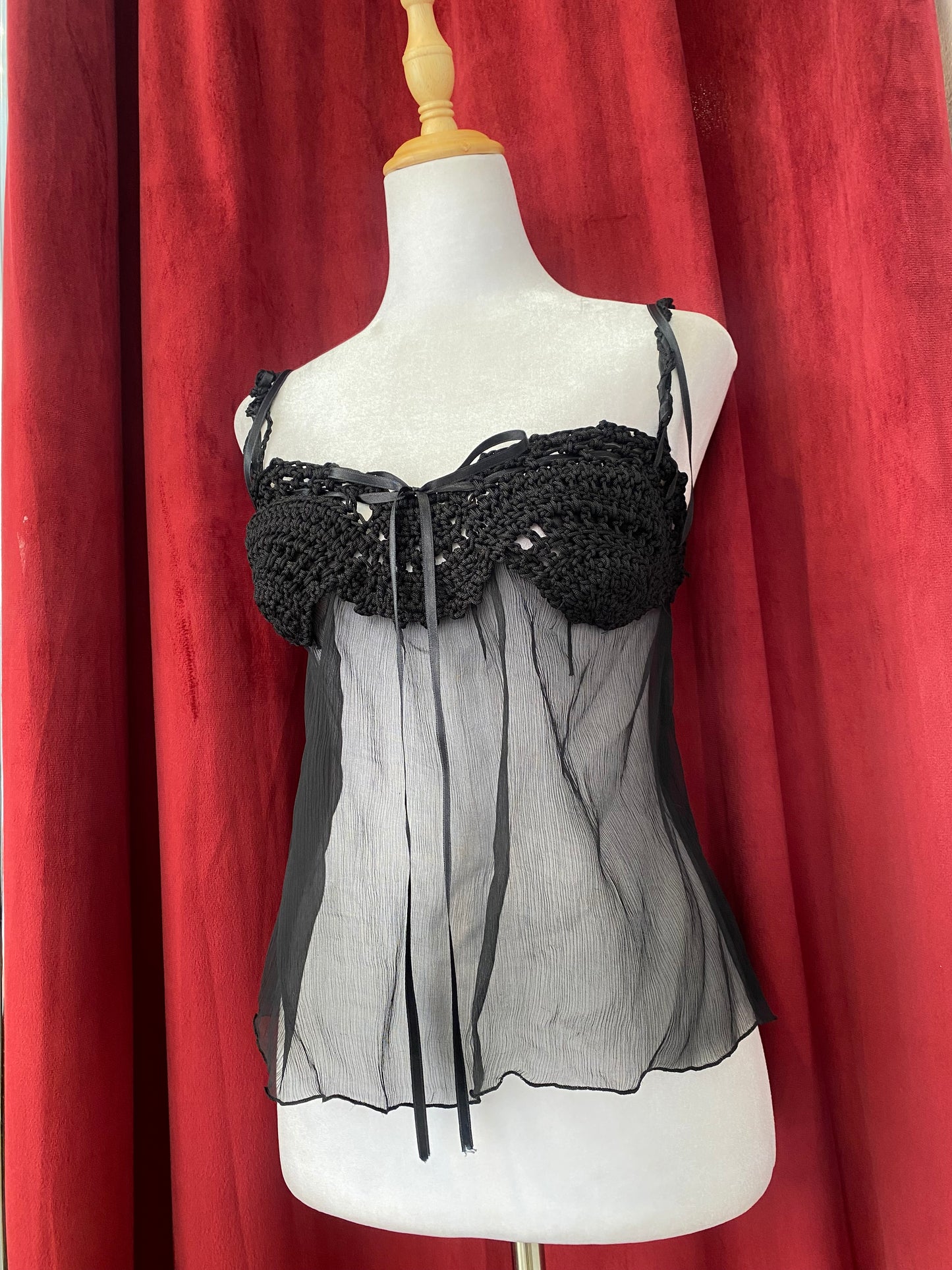 Crochet black see through top 🖤