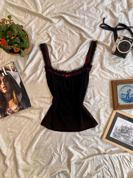 Morgan de Toi black y2k top with ruffled details 💋